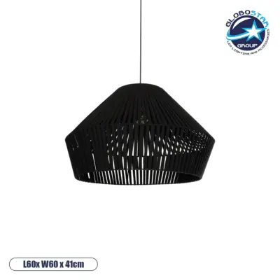 LEDTM® NUI 205-0062 Boho Κρεμαστό Φωτιστικό Οροφής με Ντουί 1 x E27 AC 220-240V IP20 - Μαύρο - M60 x Π60 x Υ41cm