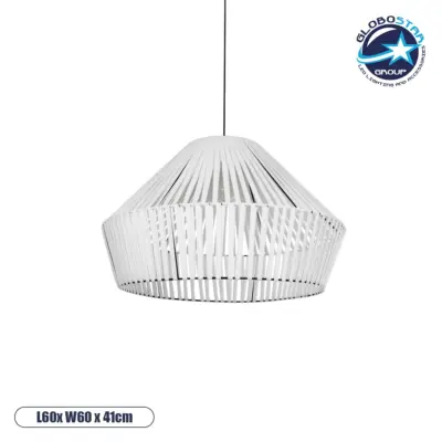 LEDTM® NUI 205-0064 Boho Κρεμαστό Φωτιστικό Οροφής με Ντουί 1 x E27 AC 220-240V IP20 - Λευκό - M60 x Π60 x Υ41cm