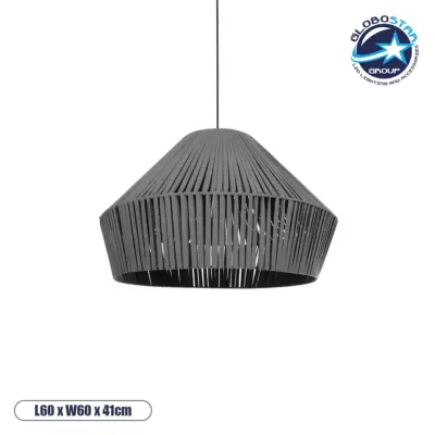 LEDTM® NUI 205-0066 Boho Κρεμαστό Φωτιστικό Οροφής με Ντουί 1 x E27 AC 220-240V IP20 - Γκρι - M60 x Π60 x Υ41cm