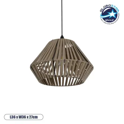 LEDTM® NUI 205-0067 Boho Κρεμαστό Φωτιστικό Οροφής με Ντουί 1 x E27 AC 220-240V IP20 - Μπεζ - M36 x Π36 x Υ27cm