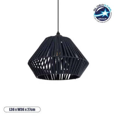 LEDTM® NUI 205-0071 Boho Κρεμαστό Φωτιστικό Οροφής με Ντουί 1 x E27 AC 220-240V IP20 - Μπλε - M36 x Π36 x Υ27cm