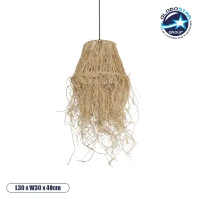 LEDTM® HERBE 205-0073 Boho Κρεμαστό Φωτιστικό Οροφής με Ντουί 1 x E27 AC 220-240V IP20 - Μπεζ - M30 x Π30 x Υ40cm