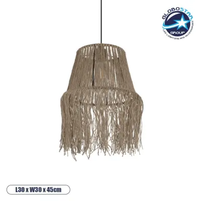 LEDTM® ROKA 205-0075 Boho Κρεμαστό Φωτιστικό Οροφής με Ντουί 1 x E27 AC 220-240V IP20 - Μπεζ - M30 x Π30 x Υ45cm