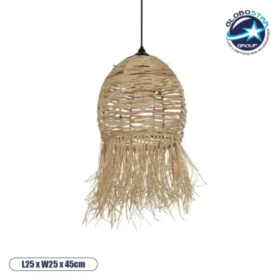 LEDTM® ROKA 205-0076 Boho Κρεμαστό Φωτιστικό Οροφής με Ντουί 1 x E27 AC 220-240V IP20 - Μπεζ - M25 x Π25 x Υ45cm