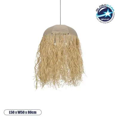 LEDTM® PLUVIA 205-0080 Boho Κρεμαστό Φωτιστικό Οροφής με Ντουί 1 x E27 AC 220-240V IP20 - Μπεζ - M50 x Π50 x Υ80cm