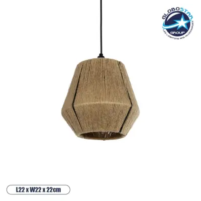 LEDTM® PULVIS 205-0083 Boho Κρεμαστό Φωτιστικό Οροφής με Ντουί 1 x E27 AC 220-240V IP20 - Μπεζ - M22 x Π22 x Υ22cm
