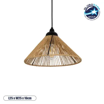 LEDTM® FUNIS 205-0084 Boho Κρεμαστό Φωτιστικό Οροφής με Ντουί 1 x E27 AC 220-240V IP20 - Μπεζ - M25 x Π25 x Υ16cm