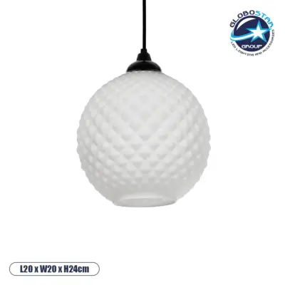 LEDTM® KEGEL 206-0004 Μοντέρνο Κρεμαστό Φωτιστικό Οροφής με Ντουί 1 x E27 AC 220-240V IP20 - Λευκό - Μ20 x Π20 x Υ20cm