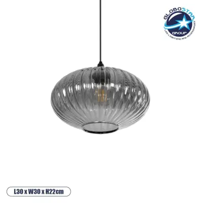 LEDTM® PERA 206-0010 Μοντέρνο Κρεμαστό Φωτιστικό Οροφής με Ντουί 1 x E27 AC 220-240V IP20 - Μαύρο Φιμέ - Μ30 x Π30 x Υ22cm