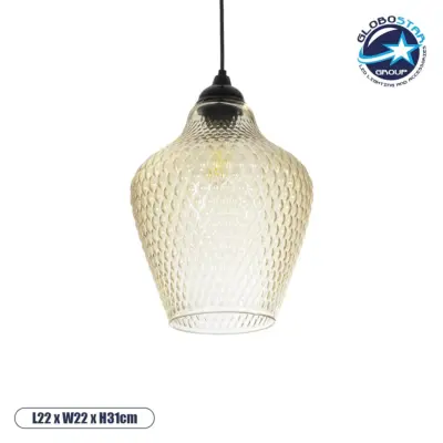 LEDTM® SKLO 206-0025 Μοντέρνο Κρεμαστό Φωτιστικό Οροφής με Ντουί 1 x E27 AC 220-240V IP20 - Mελί - Μ22 x Π22 x Υ31cm