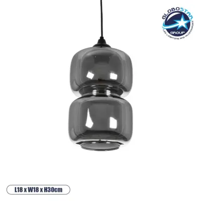 LEDTM® PIAGE 206-0036 Μοντέρνο Κρεμαστό Φωτιστικό Οροφής με Ντουί 1 x E27 AC 220-240V IP20 - Μαύρο Φιμέ - Μ18 x Π18 x Υ31cm