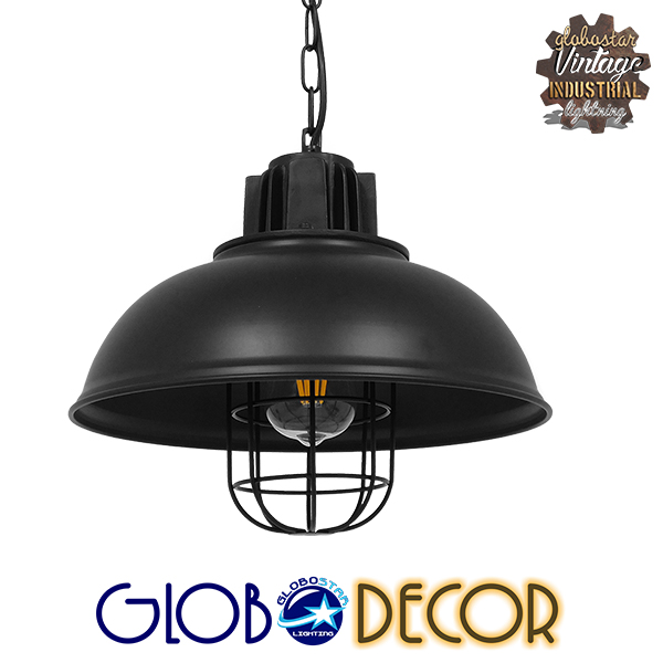 LEDTM® HARROW 01571 Vintage Κρεμαστό Φωτιστικό Οροφής με Ντουί 1 x E27 AC 220-240V IP20 - Μαύρο - Μ33 x Π33 x Υ32cm