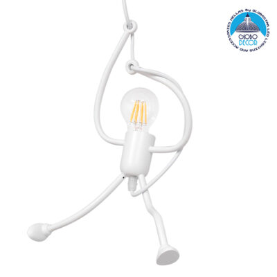 LEDTM® LITTLE MAN 01651 Μοντέρνο Κρεμαστό Φωτιστικό Οροφής με Ντουί 1 x E27 AC 220-240V IP20 - Λευκό - Μ20 x Π20 x Υ40cm