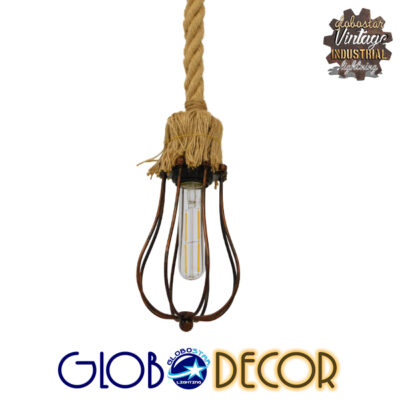 LEDTM® CAMBER 01595 Vintage Κρεμαστό Φωτιστικό Οροφής με Ντουί 1 x E27 AC 220-240V IP20 - Χάλκινο & Μπεζ - Μ11 x Π11 x Υ25cm