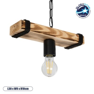 LEDTM® GLISTER 201-0001 Vintage Κρεμαστό Φωτιστικό Οροφής με Ντουί 1 x E27 AC 220-240V IP20 - Μπεζ & Μαύρο - Μ30 x Π9 x Υ10cm