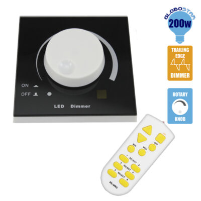 Ασύρματο LED Dimmer Τοίχου Μαύρο 220v (200w) Trailing Edge LEDTM 50050