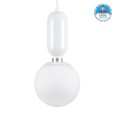 LEDTM® MAVERICK 00944 Μοντέρνο Κρεμαστό Φωτιστικό Οροφής με Ντουί 1 x E27 AC 220-240V IP20 - Λευκό - Μ15 x Π15 x Υ33cm