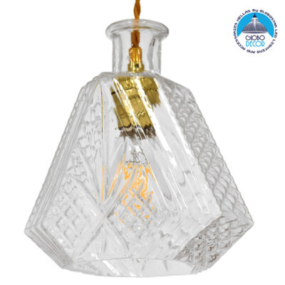 LEDTM® WHISKEY 01515 Vintage Κρεμαστό Φωτιστικό Οροφής με Ντουί 1 x E27 AC 220-240V IP20 - Διάφανο - Μ11 x Π11 x Υ20cm