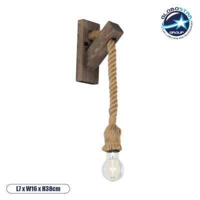 LEDTM® KENSI 00878 Boho Φωτιστικό Τοίχου - Απλίκα με Ντουί 1 x E27 AC 220-240V IP20 - Καφέ & Μπεζ - Μ7 x Π15 x Υ38cm