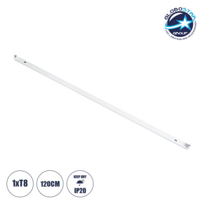 LEDTM® TUBATO 60149 Μεταλλικό Σκαφάκι για 1 x Λάμπα 120CM T8 G13 LED AC 220-240V IP20 Μ120 x Π3.4 x Υ4.3cm - 5 Χρόνια Εγγύηση
