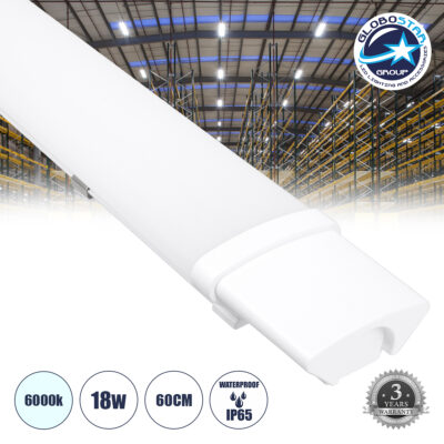 LEDTM® 60161 LED Γραμμικό Βιομηχανικό Φωτιστικό Tri-Proof 60cm 18W 2006lm 120° AC 220-240V Αδιάβροχο IP65 Μ60 x Π6 x Υ4cm Ψυχρό Λευκό 6000K - 3 Χρόνια Εγγύηση