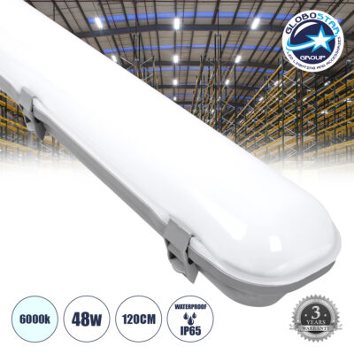 LEDTM® 60173 LED Γραμμικό Βιομηχανικό Φωτιστικό Tri-Proof 120cm 48W 5617lm 120° AC 220-240V Αδιάβροχο IP65 Μ120 x Π10,5 x Υ8cm Ψυχρό Λευκό 6000K - 3 Χρόνια Εγγύηση