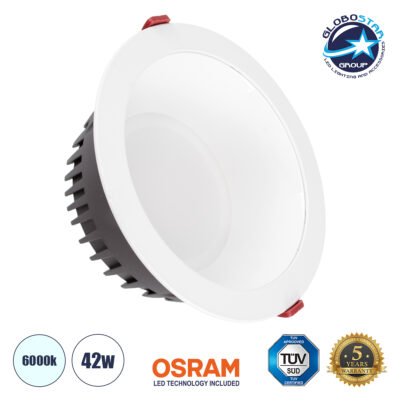 LEDTM® PANELCO 60194 Χωνευτό Downlight Panel Οροφής LED 42W 5250lm 60° AC 220-240V IP20 Ψυχρό Λευκό 6000K - Osram COB Chip & TÜV SÜD Driver - Λευκό Γαλακτερό - Μ22 x Π22 x Υ9.5cm / Q20cm - 5 Χρόνια Εγγύηση