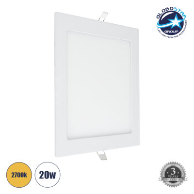 LEDTM® PANELO 60199 Χωνευτό Panel Οροφής LED 20W 2060lm 120° AC 220-240V IP20 Θερμό Λευκό 2700K - Lumileds SMD Chip & TÜV SÜD Driver - Λευκό Γαλακτερό - Μ22.5 x Π22.5 x Υ1.9cm / Q20 x 20cm - 3 Χρόνια Εγγύηση