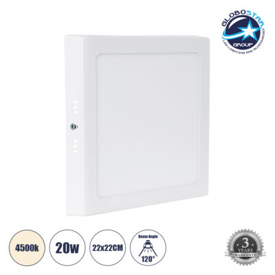 LEDTM® PANELO 60204 Panel Οροφής LED 20W 1900lm 120° AC 220-240V IP20 Φυσικό Λευκό 4500K - Lumileds SMD Chip & TÜV SÜD Driver - Λευκό Γαλακτερό - Μ22 x Π22 x Υ3cm / Q20 x 20cm - 3 Χρόνια Εγγύηση