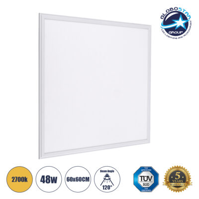 LEDTM® PANELETI 60211 Χωνευτό Panel Οροφής 60x60 LED 48W 4320lm 120° UGR<19 AC 220-240V IP20 Θερμό Λευκό 2700K - Lumileds SMD Chip & TÜV SÜD Driver - Λευκό Γαλακτερό - Μ60 x Π60 x Υ1.5cm / Q56 x 56cm - 5 Χρόνια Εγγύηση