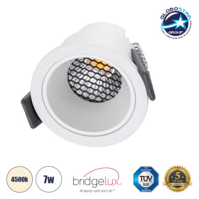 LEDTM® PLUTO-S 60248 Χωνευτό Downlight Σποτ με Honeycomb Anti Glare Reflector LED 7W 910lm 38° AC 220-240V IP20 Φυσικό Λευκό 4500K - Bridgelux COB Chip & TÜV SÜD Driver - Λευκό Ματ - Μ6.4 x Π6.4 x Υ4.9cm / Q5.5cm - 5 Χρόνια Εγγύηση