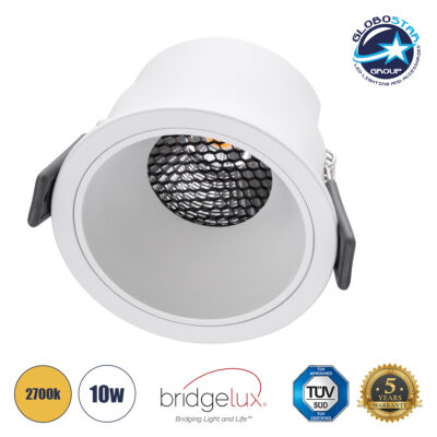 LEDTM® PLUTO-M 60255 Χωνευτό Downlight Σποτ με Honeycomb Anti Glare Reflector LED 10W 1250lm 38° AC 220-240V IP20 Θερμό Λευκό 2700K - Bridgelux COB Chip & TÜV SÜD Driver - Λευκό Ματ - Μ8.4 x Π8.4 x Υ5.9cm / Q7.5cm - 5 Χρόνια Εγγύηση