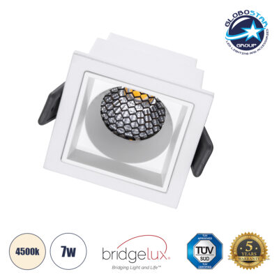 LEDTM® PLUTO-S 60266 Χωνευτό Downlight Σποτ με Honeycomb Anti Glare Reflector LED 7W 910lm 38° AC 220-240V IP20 Φυσικό Λευκό 4500K - Bridgelux COB Chip & TÜV SÜD Driver - Λευκό Ματ - Μ6.4 x Π6.4 x Υ4.9cm / Q5.5 x 5.5cm - 5 Χρόνια Εγγύηση