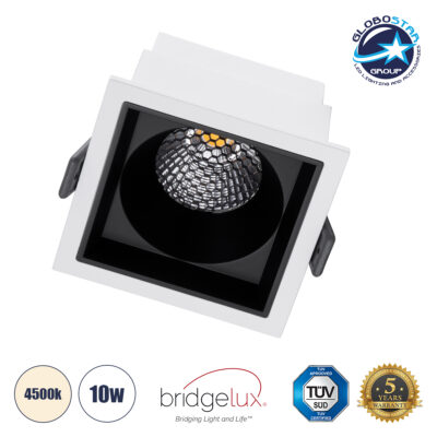 LEDTM® PLUTO-M 60270 Χωνευτό Downlight Σποτ με Honeycomb Anti Glare Reflector LED 10W 1300lm 38° AC 220-240V IP20 Φυσικό Λευκό 4500K - Bridgelux COB Chip & TÜV SÜD Driver - Λευκό & Μαύρο Ματ - Μ8.4 x Π8.4 x Υ5.9cm / Q7.5 x 7.5cm - 5 Χρόνια Εγγύηση