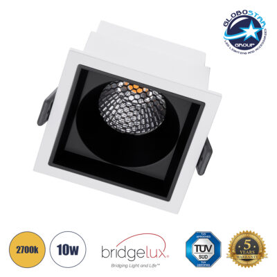 LEDTM® PLUTO-M 60271 Χωνευτό Downlight Σποτ με Honeycomb Anti Glare Reflector LED 10W 1250lm 38° AC 220-240V IP20 Θερμό Λευκό 2700K - Bridgelux COB Chip & TÜV SÜD Driver - Λευκό & Μαύρο Ματ - Μ8.4 x Π8.4 x Υ5.9cm / Q7.5 x 7.5cm - 5 Χρόνια Εγγύηση