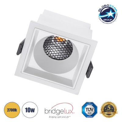 LEDTM® PLUTO-M 60273 Χωνευτό Downlight Σποτ με Honeycomb Anti Glare Reflector LED 10W 1250lm 38° AC 220-240V IP20 Θερμό Λευκό 2700K - Bridgelux COB Chip & TÜV SÜD Driver - Λευκό Ματ - Μ8.4 x Π8.4 x Υ5.9cm / Q7.5 x 7.5cm - 5 Χρόνια Εγγύηση