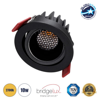 LEDTM® LEO-R 60287 Χωνευτό Κινούμενο Downlight Σποτ με Honeycomb Anti Glare Reflector LED 10W 1250lm 38° AC 220-240V IP20 Θερμό Λευκό 2700K - Bridgelux COB Chip & TÜV SÜD Driver - Μαύρο Ματ - Μ8.5 x Π8.5 x Υ6.6cm / Q7.5cm - 5 Χρόνια Εγγύηση