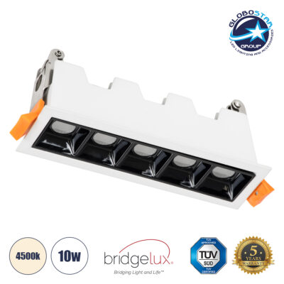 LEDTM® LUMINAR 60318 Χωνευτό Downlight Σποτ LED 10W 1400lm 36° AC 220-240V IP20 Φυσικό Λευκό 4500K - Osram SMD Chip & TÜV SÜD Driver - Λευκό & Μαύρο Ματ - Μ14.8 x Π4.3 x Υ4.5cm / Q13.5 x 3.5cm - 5 Χρόνια Εγγύηση