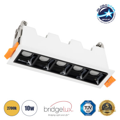 LEDTM® LUMINAR 60319 Χωνευτό Downlight Σποτ LED 10W 1350lm 36° AC 220-240V IP20 Θερμό Λευκό 2700K - Osram SMD Chip & TÜV SÜD Driver - Λευκό & Μαύρο Ματ - Μ14.8 x Π4.3 x Υ4.5cm / Q13.5 x 3.5cm - 5 Χρόνια Εγγύηση