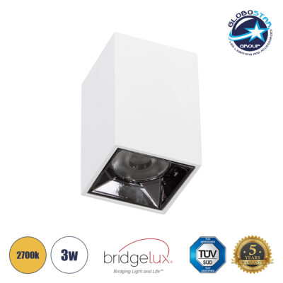 LEDTM® LUMINAR 60323 Downlight Σποτ LED 3W 405lm 36° AC 220-240V IP20 Θερμό Λευκό 2700K - Osram SMD Chip & TÜV SÜD Driver - Λευκό Ματ - Μ4.2 x Π4.2 x Υ6.6cm - 5 Χρόνια Εγγύηση