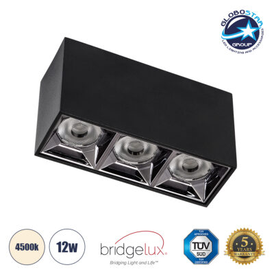 LEDTM® LUMINAR 60324 Downlight Σποτ LED 12W 1680lm 36° AC 220-240V IP20 Φυσικό Λευκό 4500K - Osram SMD Chip & TÜV SÜD Driver - Μαύρο Ματ - Μ11.8 x Π4.2 x Υ6.6cm - 5 Χρόνια Εγγύηση