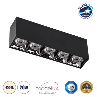 LEDTM® LUMINAR 60328 Downlight Σποτ LED 20W 2800lm 36° AC 220-240V IP20 Φυσικό Λευκό 4500K - Osram SMD Chip & TÜV SÜD Driver - Μαύρο Ματ - Μ19.5 x Π4.2 x Υ6.6cm - 5 Χρόνια Εγγύηση