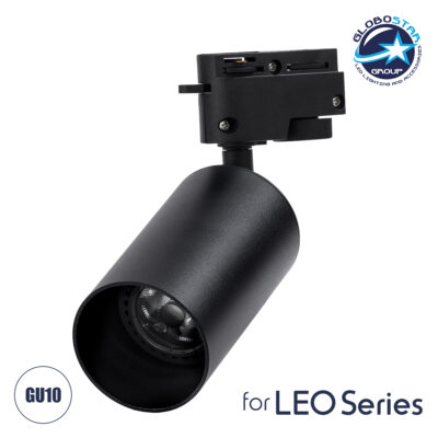 LEDTM® LEO 60353 Κινούμενο Φωτιστικό Σποτ Ράγας με Ντουί 1 x GU10 AC 220-240V IP20 - Μαύρο Ματ - Μ6 x Π6 x Υ19cm