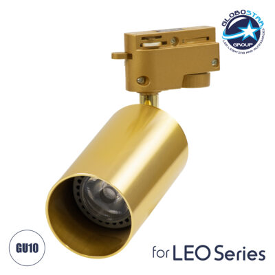 LEDTM® LEO 60357 Κινούμενο Φωτιστικό Σποτ Ράγας με Ντουί 1 x GU10 AC 220-240V IP20 - Χρυσό Πλατίνα - Μ6 x Π6 x Υ19cm