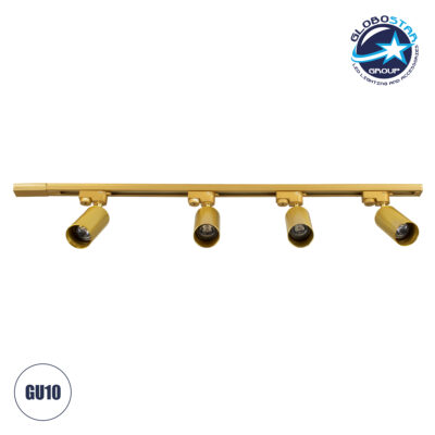 LEDTM® LEO 60360 Μοντέρνο Φωτιστικό Οροφής με Ντουί 4 x GU10 AC 220-240V IP20 - Χρυσό Πλατίνα - Μ100 x Π6 x Υ20cm