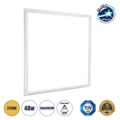 LEDTM® FRAMELIN 60370 Χωνευτό Panel Οροφής 60x60 LED 48W 5280lm 120° CRI≥85Ra UGR<19 AC 220-240V IP20 Θερμό Λευκό 2700K - Lumileds SMD Chip & TÜV SÜD Driver - Λευκό Γαλακτερό - Μ60 x Π60 x Υ1.5cm / Q56 x 56cm - 5 Χρόνια Εγγύηση