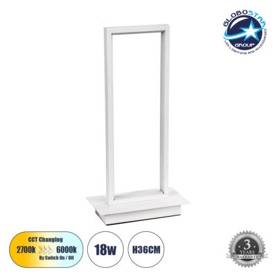 LEDTM® CORNELIE 60461 Μοντέρνο Επιτραπέζιο Φωτιστικό LED CCT 18W 1980lm 200° AC 220-240V IP20 Ρυθμιζόμενο Λευκό CCT με On/Off 2700K/4500K/6000K - Lumileds SMD Chip - Λευκό - Μ18 x Π10 x Υ36cm - 3 Χρόνια Εγγύηση