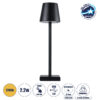 LEDTM® NEGA 60473 Μοντέρνο Επιτραπέζιο Φωτιστικό LED 2.2W 154lm 360° DC 5V με USB με Επαναφορτιζόμενη Μπαταρία Li-ion 3.7V 4000mAh IP20 Θερμό Λευκό 2700K με Αφή Dimmable - Lumileds SMD Chip - Μαύρο - Μ10 x Π10 x Υ39cm - 2 Χρόνια Εγγύηση