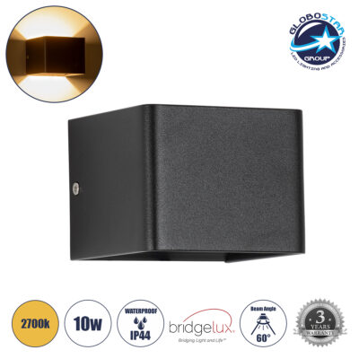 LEDTM® CIRCOA 60535 Μοντέρνο Φωτιστικό Τοίχου - Απλίκα LED 10W 1000lm 60° AC 220-240V Αδιάβροχο IP44 Θερμό Λευκό 2700K - Bridgelux COB Chip & TÜV SÜD Driver - Μαύρο Ματ - Μ10 x Π8 x Υ10cm - 5 Χρόνια Εγγύηση