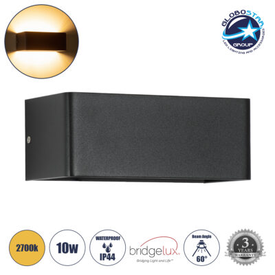 LEDTM® CIRCOA 60544 Μοντέρνο Φωτιστικό Τοίχου - Απλίκα LED 10W 1000lm 60° AC 220-240V Αδιάβροχο IP44 Θερμό Λευκό 2700K - Bridgelux COB Chip & TÜV SÜD Driver - Μαύρο Ματ - Μ20 x Π8 x Υ10cm - 5 Χρόνια Εγγύηση